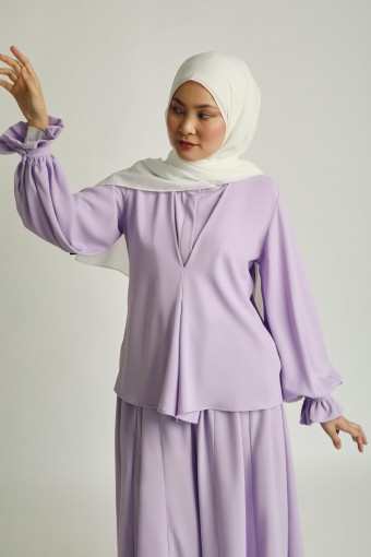Anya Ironless Bishop Sleeve Blouse Lilac Purple
